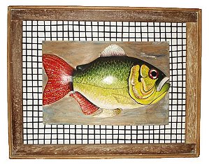 Quadro Peixe Madeira Com Estrutura de Ferro (S)