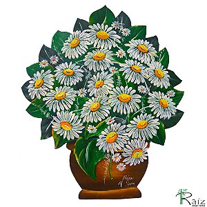 Quadro Vaso de Flores Margaridas Chapa de Ferro B (L) (c)