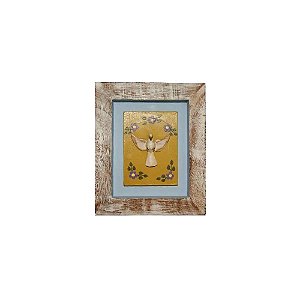 Quadro Divino Espírito Santo Azul Madeira Artesanal (S)