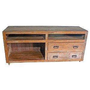Rack Rústico Madeira Demolição Peroba Rosa com Gaveta (S)