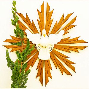 Divino Espírito Madeira Natural Rústico Artesanal 80cm (L) (c)