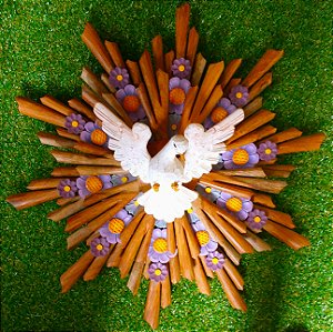 Divino Espírito Santo Madeira Arte Rustico Luxo 60 cm (S) (c)