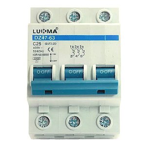 Disjuntor Din Tripolar Curva C  Lukma