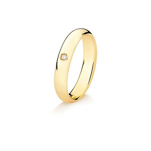 Aliança Tubo Air em Ouro 18K anatômica arredondada 4mm com Diamante de 2 pontos (A15.164.3)