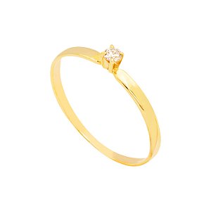 Anel Solitário em Ouro Amarelo 18K com Diamante de 3 Pontos