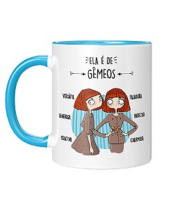 Caneca Personalizada | Signo Gêmeos - Ela é de Gêmeos | Porcelana 325ml