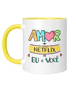 Caneca Personalizada | Dia dos namorados - Amor mais Netflix | Porcelana 325ml