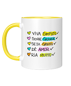 Caneca Personalizada | Viva simples, sonho grande | Porcelana 325ml