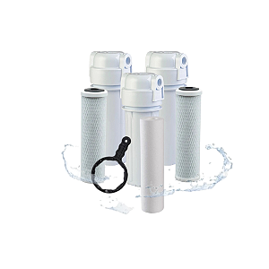 Filtro triplo branco 10" - 300L/H - remove cloro -1PP2CB