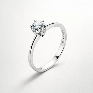 Anel Capri Solitário com Diamante | Ouro Branco 18k