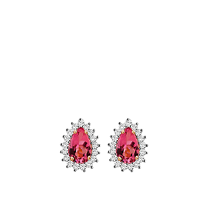 Brinco em Ouro 18k com Rubelitas e Diamantes