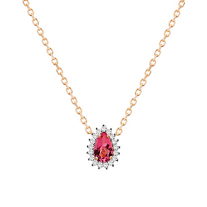 Colar em Ouro 18k com Rubelita e Diamantes