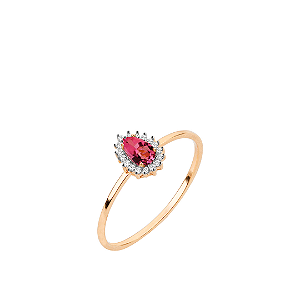 Anel em Ouro 18k com Rubelita e Diamantes