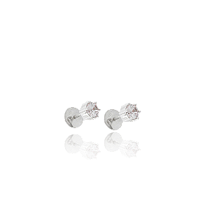 Brinco Ponto de Luz em Prata com Banho de Ródio Grande