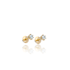 Brinco Ponto de Luz em Prata com Banho de Ouro Amarelo Pequeno