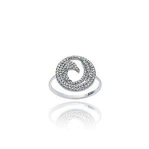 Anel Fênix com 102 Diamantes | Ouro Branco 18k