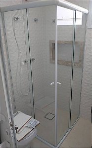 Box de banheiro de CANTO (Em L) de vidro para medida entre 91cm até 95cm de Largura o Lado A e Lado B.
