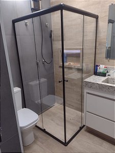 Box de banheiro de CANTO (Em L) de vidro para medida entre 96cm até 1.00m de Largura o Lado A e Lado B.