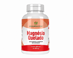Magnésio Quelado 400g Pote 60Caps Equilibrio.