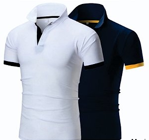 CAMISA POLO personalizada com cores diferentes na gola, punhos e peitilho interno.