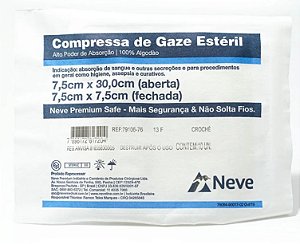 Compressa De Gaze Estéril 13 Fios 7,5x7,5 C/10 Neve