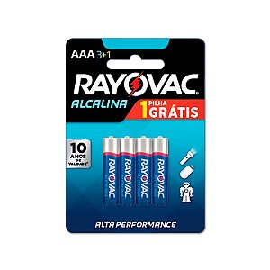Pilha Pequena AA Alcalina Pague 3 Leve 4 Rayovac