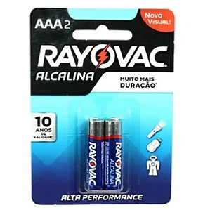 Pilha Palito AAA Alcalina C/2 Unidades Rayovac