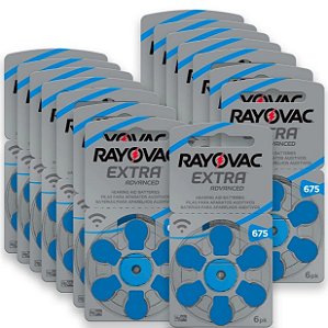 60 Pilhas Baterias para Aparelho Auditivo Rayovac Tamanho 675