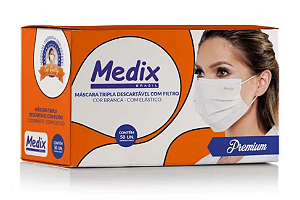 Mascara Tripla Branca Descartável Com 50 Unidades Medix