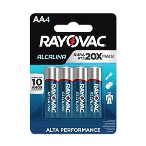 Pilha Pequena AA Alcalina  Com 4 Unidades Rayovac