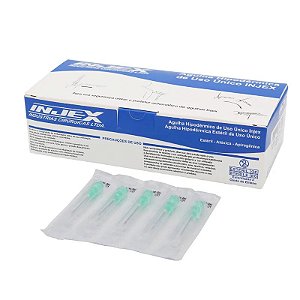 Agulha Hipodérmica Descartável Und - Injex 30 x 0,80 mm 21G 1 1/4 (Verde)
