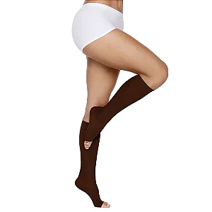 Meia 3/4 Media Compressão Sem Ponteira Café 15-20Mmhg Kendall