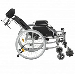 Cadeira de Rodas Reclinável em Alumínio 48cm Dobrável até 130 Kg D700 Dellamed