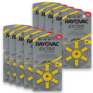 Kit 60 Pilhas Baterias para Aparelho Auditivo Rayovac Tamanho 10
