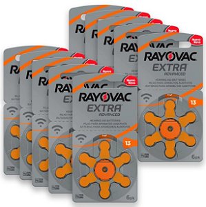 Kit 60 Pilhas Baterias para Aparelho Auditivo Rayovac Tamanho 13