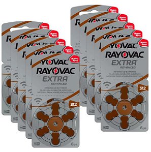 Kit 60 Pilhas Baterias para Aparelho Auditivo Rayovac Tamanho 312