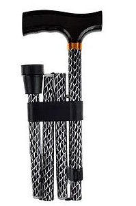 Bengala Bronze Em T Dobrável Preta Floral B-2001 - Macrolife