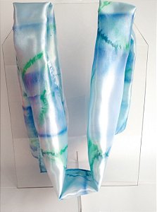 Lenço em Cetim - Mar azul - Lenço Exclusivo