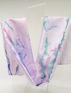 Lenço em Cetim - Mármore Lilás - Lenço Exclusivo