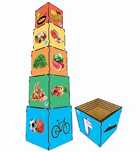 Cubo de Encaixe Nova Pirâmide Alimentar com 5 peças