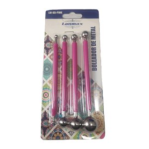 Kit 4 Boleador Ponta Dupla Inox Biscuit Arte Francesa Pink