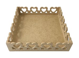 Bandeja Coração MDF Vazado P 20x20x6 (Cesta router)