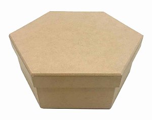 Caixa Sextavada MDF Com Tampa Solta P - 17x14x5 cm