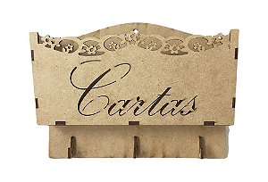 Porta Cartas e Chaves Floral Laser em MDF