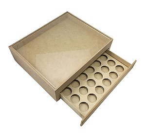 Caixa Dupla Porta 30 Capsulas Nespresso C/ Vidro Café Mdf