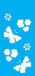 Stencil 7x15 Simples – Borboleta e Flores OPA 1948