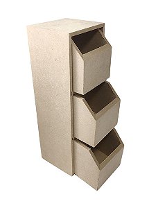 Mini Organizador MDF de Mesa 3 Gavetas Chanfrado 29x9x10