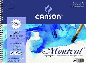 Bloco Espiral Canson Montval Fina Aquarela 24x32 300g 12 Flh