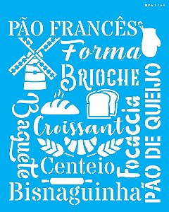 Stencil 20x25 Culinária Estamparia Pães - OPA 3169