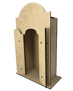 Oratório Capela M Laser Trabalhado 18x9x25 Cm Em MDF